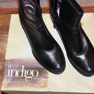 INDIGO BY CLARKS WOMENS BLACK LEATHER ZIP UP ANKLE BOOTS 7.5